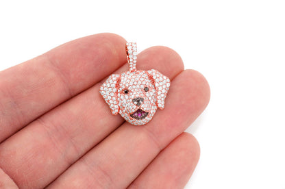 PANDANT LABRADOR RETRIEVER CU DIAMANT AUR MASIV DE 14K 2.50CT