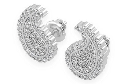 CERCEI CU DIAMANTE PAISLEY, AUR MASIV DE 14K, 0.35CT