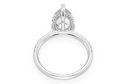 3.00CT PEAR SOLITAIRE - ONE ROW UNDER HALO - DIAMOND ENGAGEMENT RING