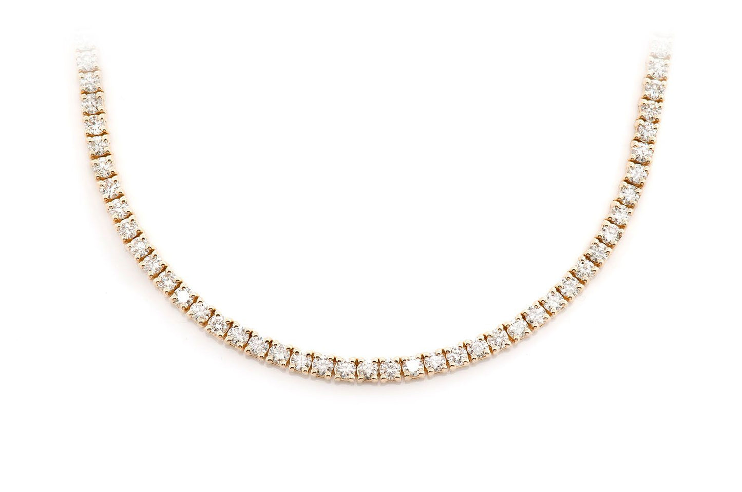 4PT PRONG SET DIAMOND TENNIS NECKLACE 14K SOLID GOLD 8.75CTW