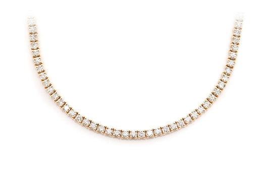4PT PRONG SET DIAMOND TENNIS NECKLACE 14K SOLID GOLD 8.75CTW