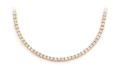 3PT PRONG SET DIAMOND TENNIS NECKLACE 14K SOLID GOLD 6.50CTW