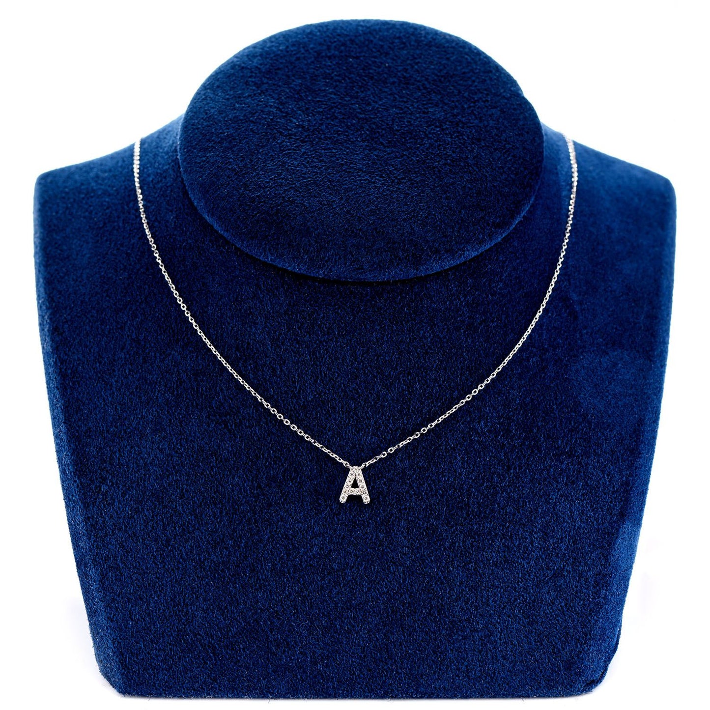 ANY LETTER DIAMOND PENDANT ATTACHED NECKLACE 14K SOLID GOLD 0.10CTW