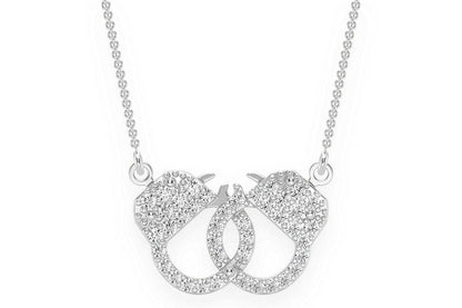 INFINITY HANDCUFFS DIAMOND NECKLACE CONNECTED 14K SOLID GOLD 0.15CTW