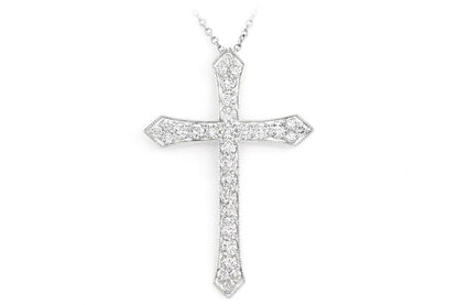BEADED DIAMOND CROSS PENDANT NECKLACE ATTACHED 14K SOLID GOLD 1.85CTW