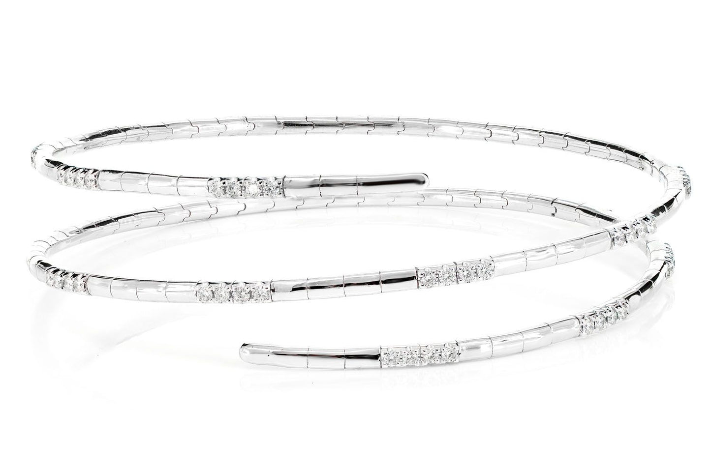 WRAP FLEX DIAMOND BANGLE BRACELET 14K SOLID GOLD 0.60CTW
