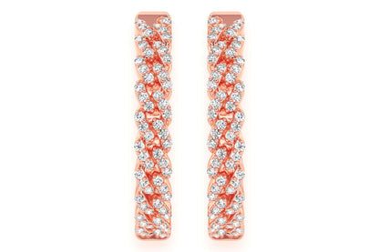 MIAMI CUBAN LINK HOOP DIAMOND EARRINGS 14K SOLID GOLD 0.50CTW