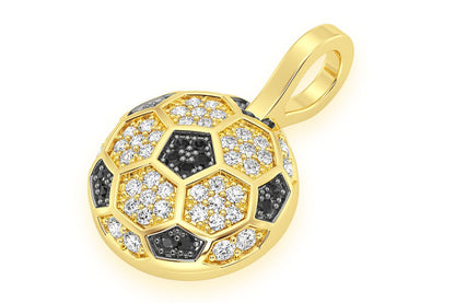 SOCCER BALL FUTBOL DIAMOND PENDANT 14K SOLID GOLD .25CTW