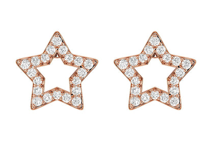 OPEN STAR DIAMOND STUD EARRINGS 14K SOLID GOLD 0.20CTW