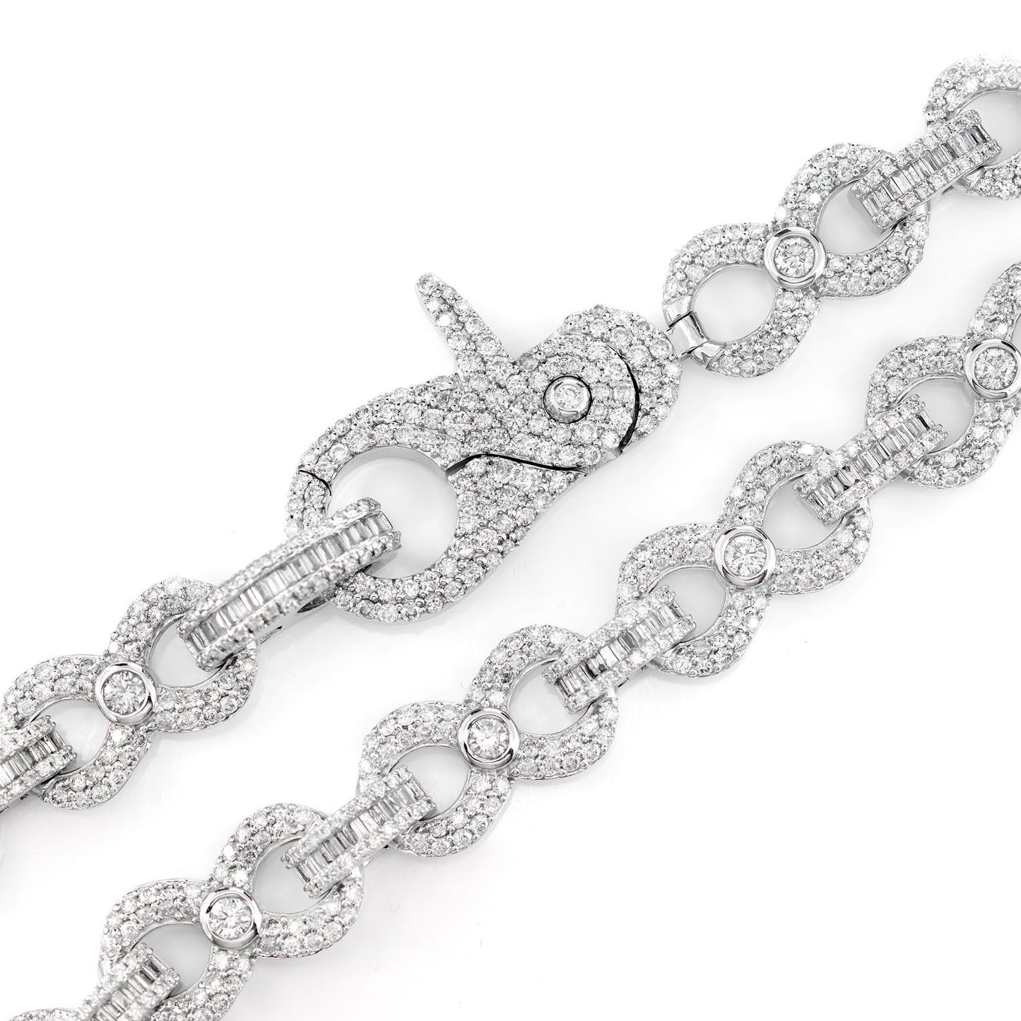 BEZEL INFINITY DIAMOND LINK NECKLACE 14K SOLID GOLD 20.60CTW