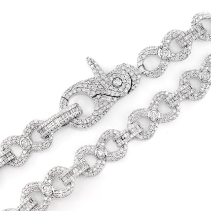 BEZEL INFINITY DIAMOND LINK NECKLACE 14K SOLID GOLD 20.60CTW