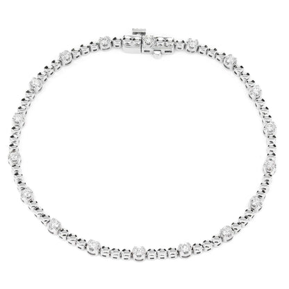 BRĂȚARĂ CU 3 COROANE ȘI DIAMANTE, AUR MASIV DE 14K, 0.60CT