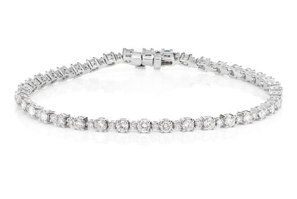 BASKET SET DIAMOND LINK BRACELET 14K SOLID GOLD 2.90CTW