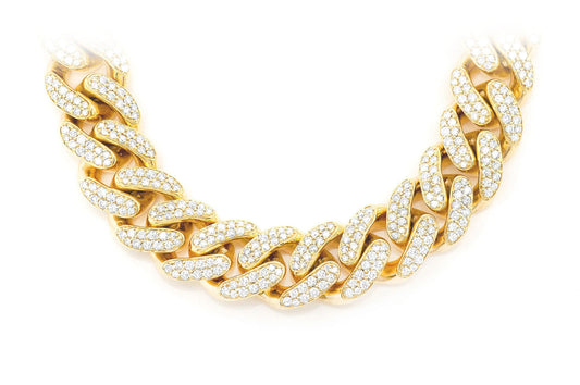 18MM MIAMI CUBAN DIAMOND NECKLACE 14K SOLID GOLD 37.00CTW