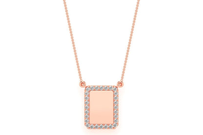COLIER DREPTANGULAR CU DIAMANTE, AUR MASIV DE 14K, 0.15CT