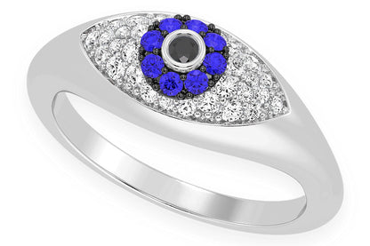 EVIL EYE DIAMOND RING 14K SOLID GOLD 0.30CTW