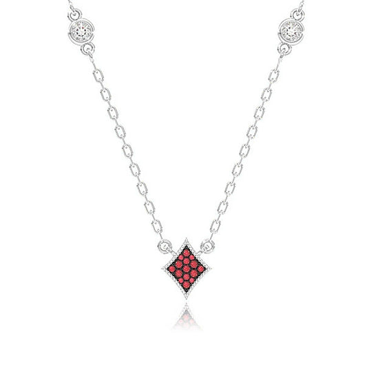 DIAMOND PLAYING CARDSYMBOL PENDANT ATTACHED NECKLACE 14K SOLID GOLD 0.25CTW