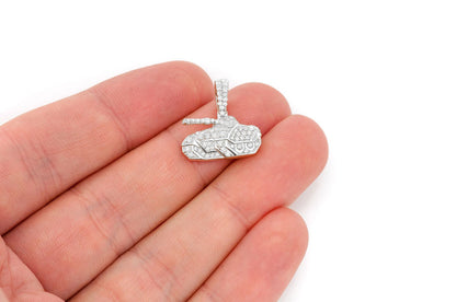 MILITARY BATTLE TANK DIAMOND PENDANT 14K SOLID GOLD 0.40CTW