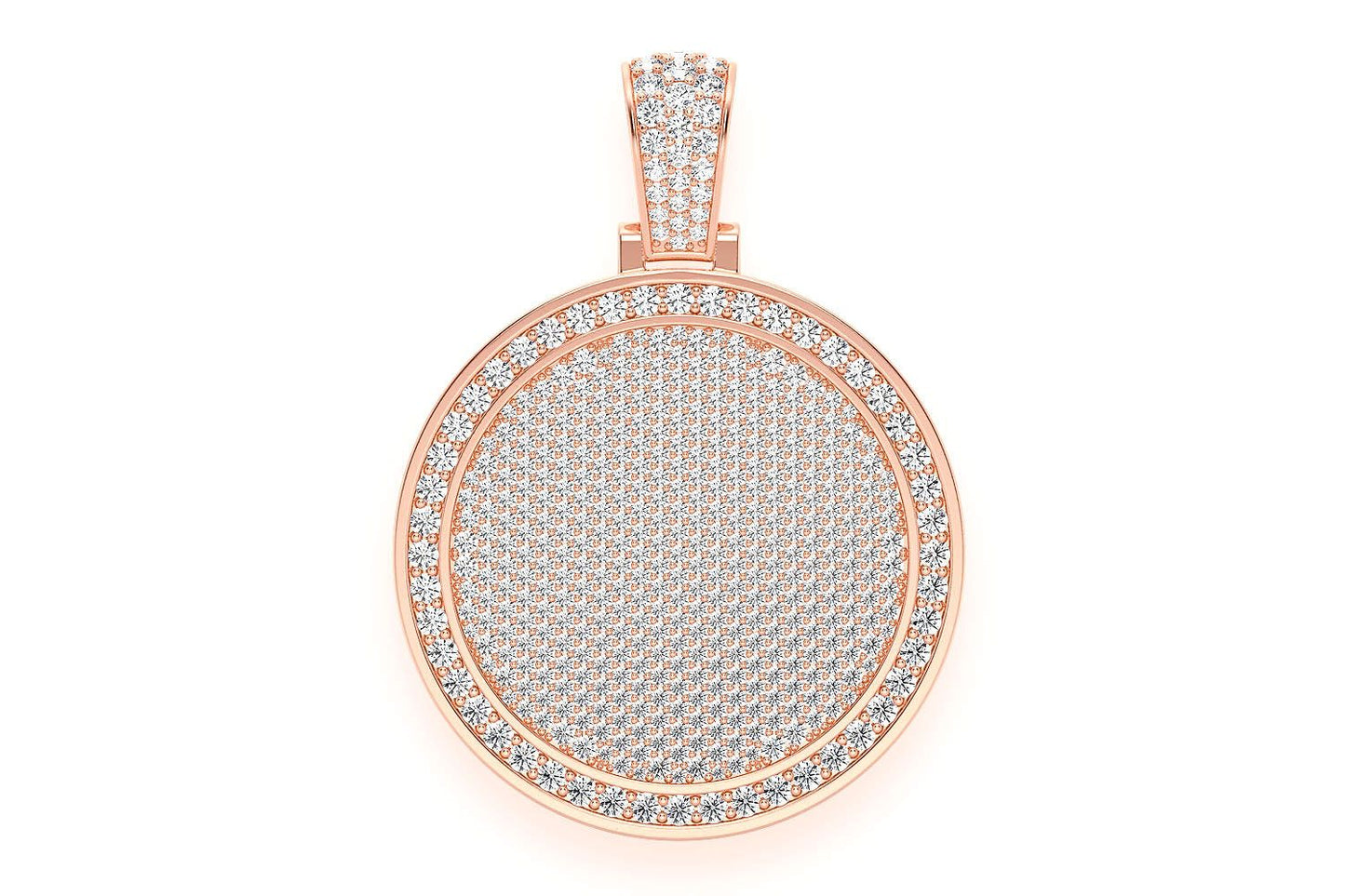 ROUND MEDALLION DIAMOND PENDANT 14K SOLID GOLD 5.00CTW