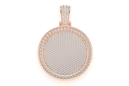 ROUND MEDALLION DIAMOND PENDANT 14K SOLID GOLD 5.00CTW
