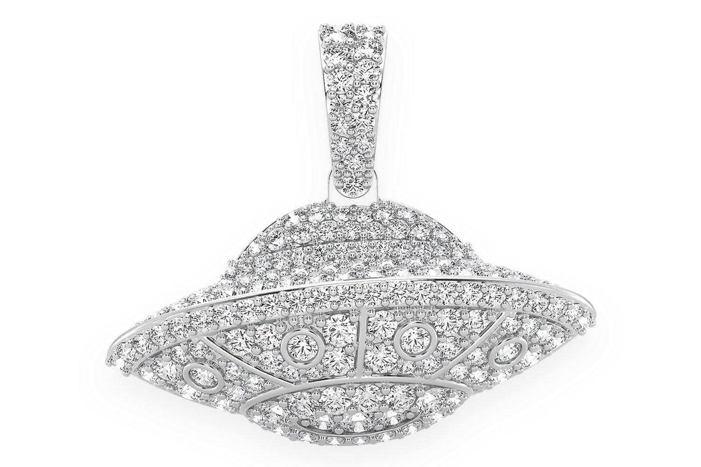 UFO SPACESHIP DIAMOND PENDANT 14K SOLID GOLD 1.25CTW