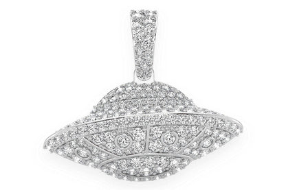 UFO SPACESHIP DIAMOND PENDANT 14K SOLID GOLD 1.25CTW