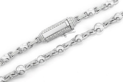 ROLO BEADED DIAMOND NECKLACE 14K SOLID GOLD 30.00CTW