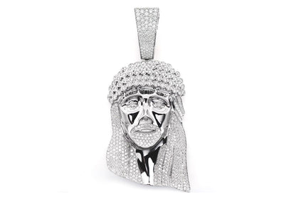 JESUS BEZEL CROWN DIAMOND PENDANT 14K SOLID GOLD 10.50CTW