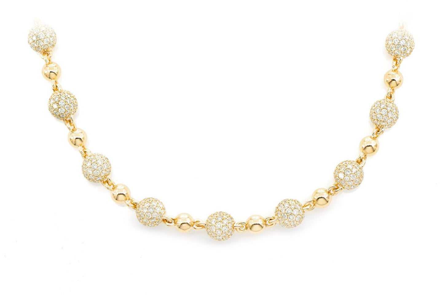 BEADED DIAMOND NECKLACE 14K SOLID GOLD 21.50CTW