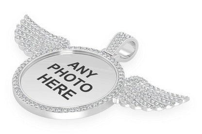 MEMORY WINGS PHOTO DIAMOND PENDANT 14K SOLID GOLD 8.75CTW