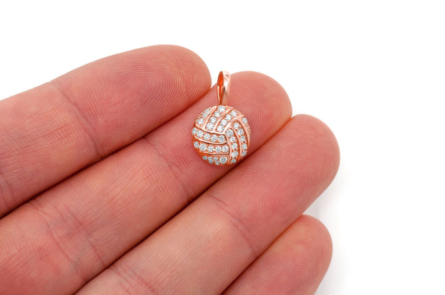 VOLLEYBALL DIAMOND PENDANT 14K SOLID GOLD 0.50CTW
