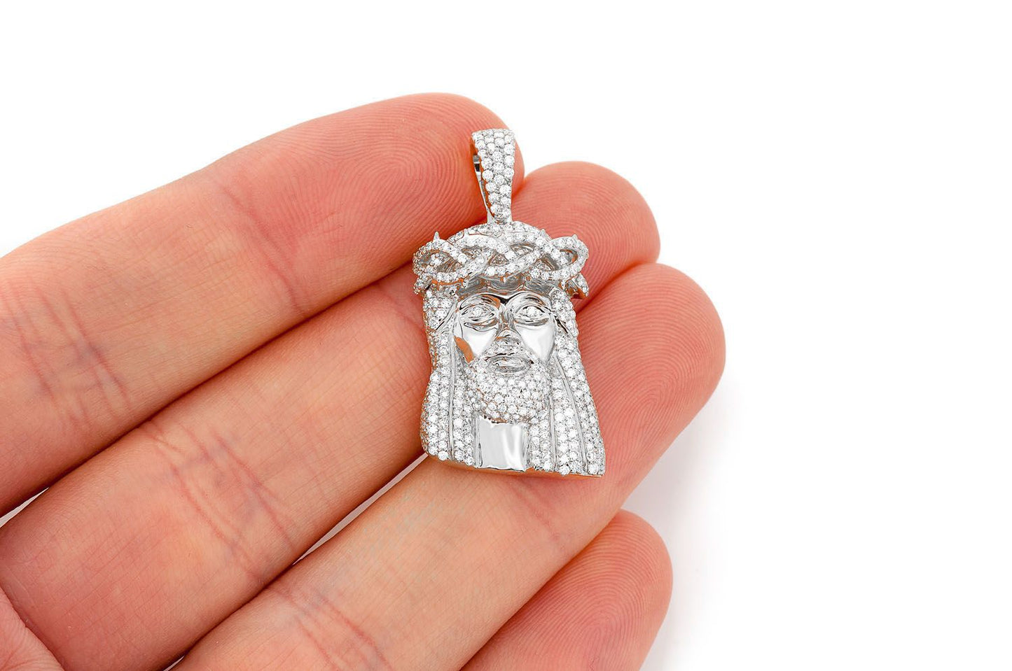 JESUS DIAMOND PENDANT 14K SOLID GOLD 1.50CTW