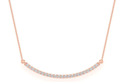 CURVED BAR DIAMOND NECKLACE CONNECTED 14K SOLID GOLD 0.20CTW