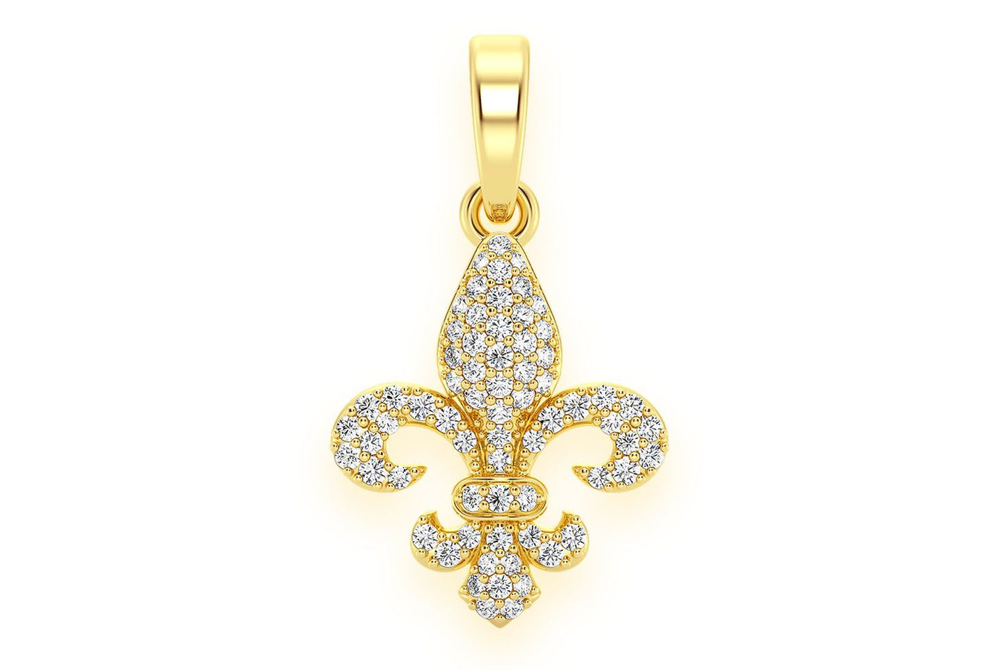 FLEUR-DE-LIS DIAMOND PENDANT 14K SOLID GOLD 0.25CTW