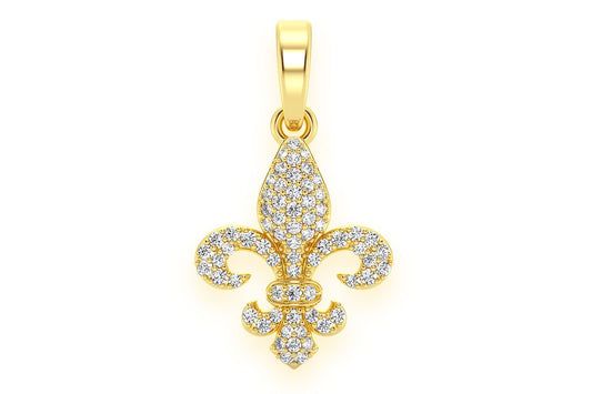 FLEUR-DE-LIS DIAMOND PENDANT 14K SOLID GOLD 0.25CTW