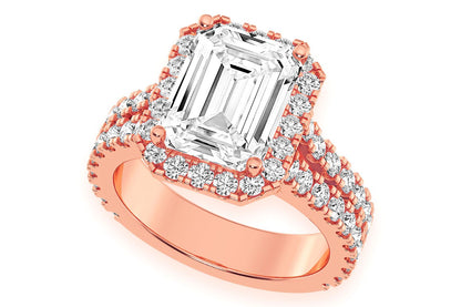 SPHINX - 3.00CT EMERALD SOLITAIRE - SPLIT SHANK HALO - DIAMOND ENGAGEMENT RING