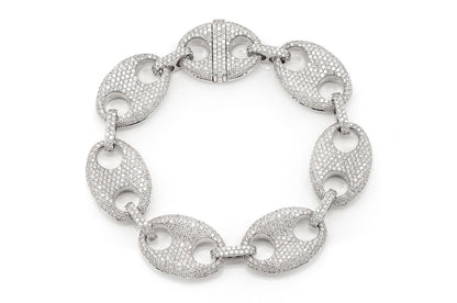18MM MARINER LINK DIAMOND BRACELET 14K SOLID GOLD 14.00CTW