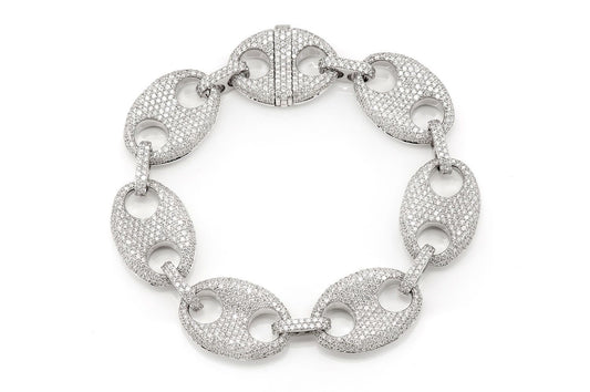 18MM MARINER LINK DIAMOND BRACELET 14K SOLID GOLD 14.00CTW