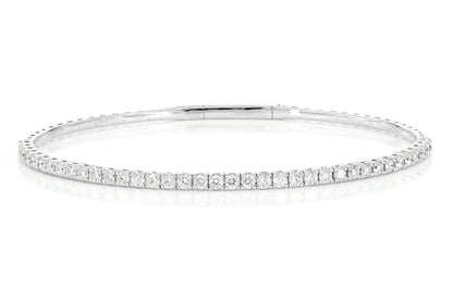 4PT PRONG SET DIAMOND TENNIS BRACELET FLEX BANGLE 1.50CTW 14K SOLID GOLD