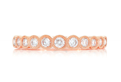 STACKABLE DIAMOND WEDDING BAND MILGRAIN BEZEL SET 14K SOLID GOLD 0.40CTW