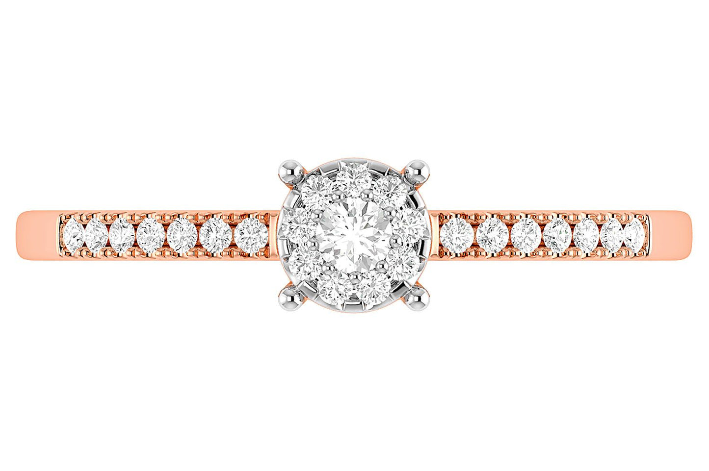 HALO SINGLE ROW DIAMOND ENGAGEMENT RING 0.12CTW - 14K SOLID GOLD