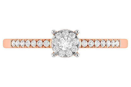 HALO SINGLE ROW DIAMOND ENGAGEMENT RING 0.12CTW - 14K SOLID GOLD