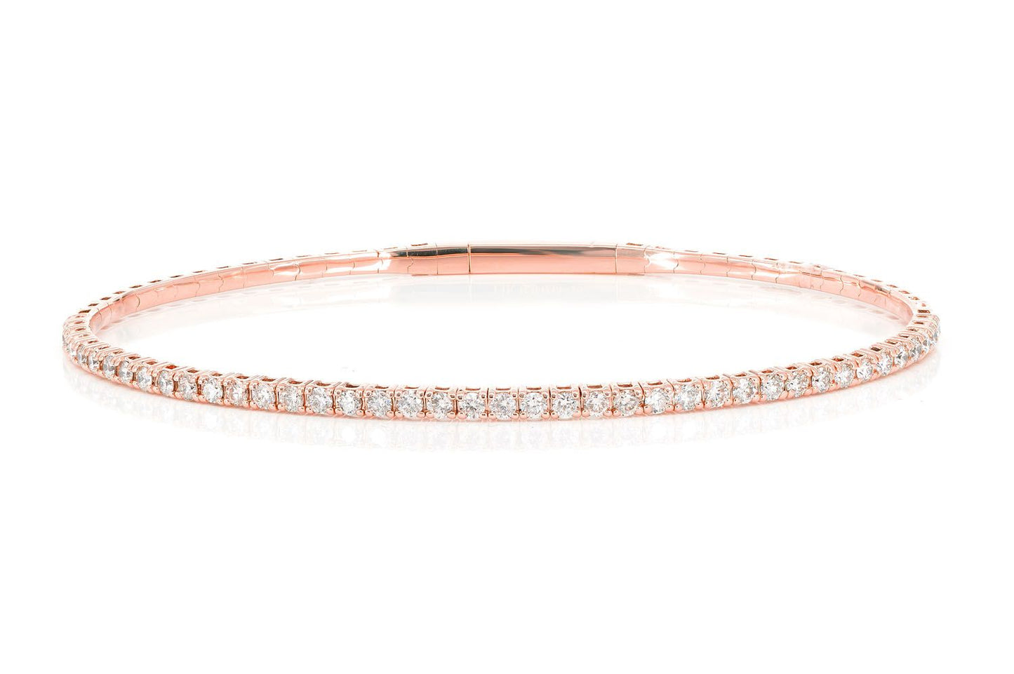 PRONG SET DIAMOND FLEX BANGLE TENNIS BRACELET 2.00CTW 14K SOLID GOLD