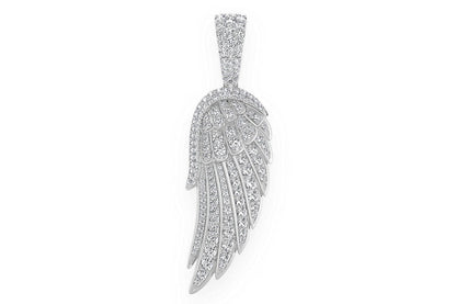 ANGEL WING FEATHER DIAMOND PENDANT 14K SOLID GOLD 2.65CTW