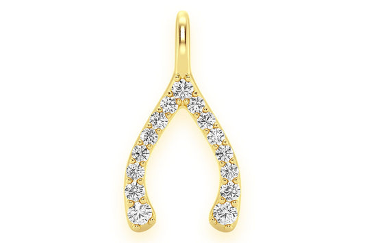 WISHBONE DIAMOND PENDANT 14K SOLID GOLD .15CTW