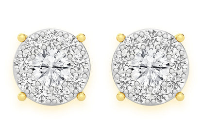 CERCEI CU DIAMANT ȘTIF ȘI MOZAIC DE 0.75 CT AUR MASIV DE 14K