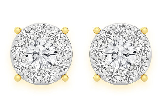 0.75CTW MOSAIC STUD DIAMOND EARRINGS 14K SOLID GOLD
