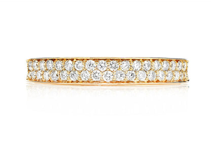 TWO ROW BORDER DIAMOND BAND RING 14K SOLID GOLD 0.33CTW