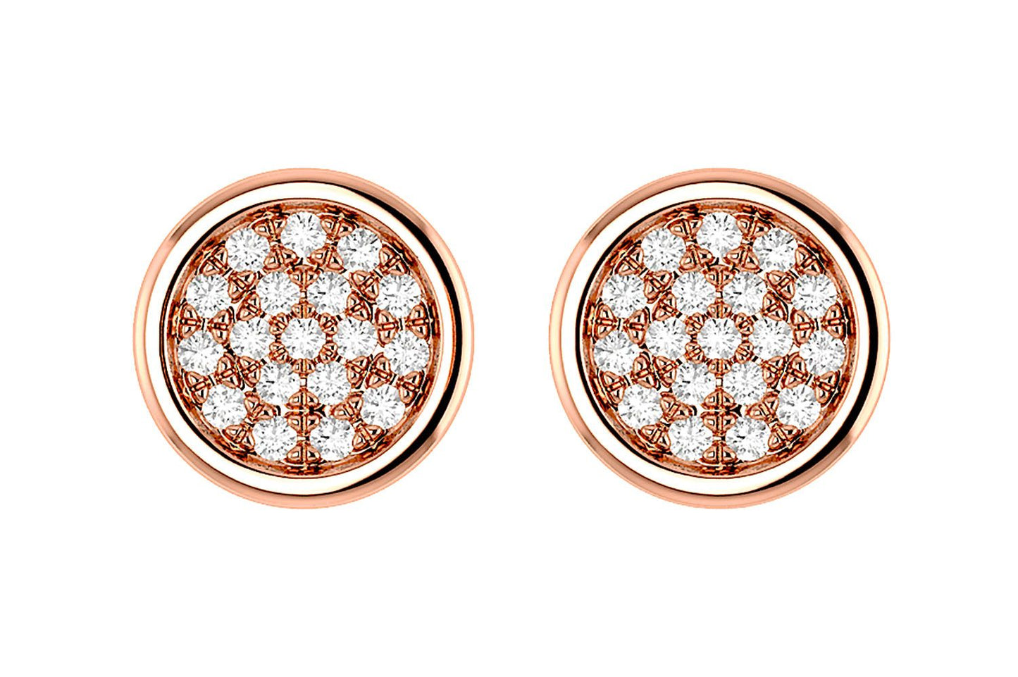 BEZEL SET DIAMOND CLUSTER STUD EARRINGS 14K SOLID GOLD 0.05CTW