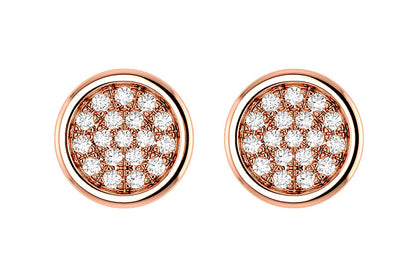 BEZEL SET DIAMOND CLUSTER STUD EARRINGS 14K SOLID GOLD 0.05CTW